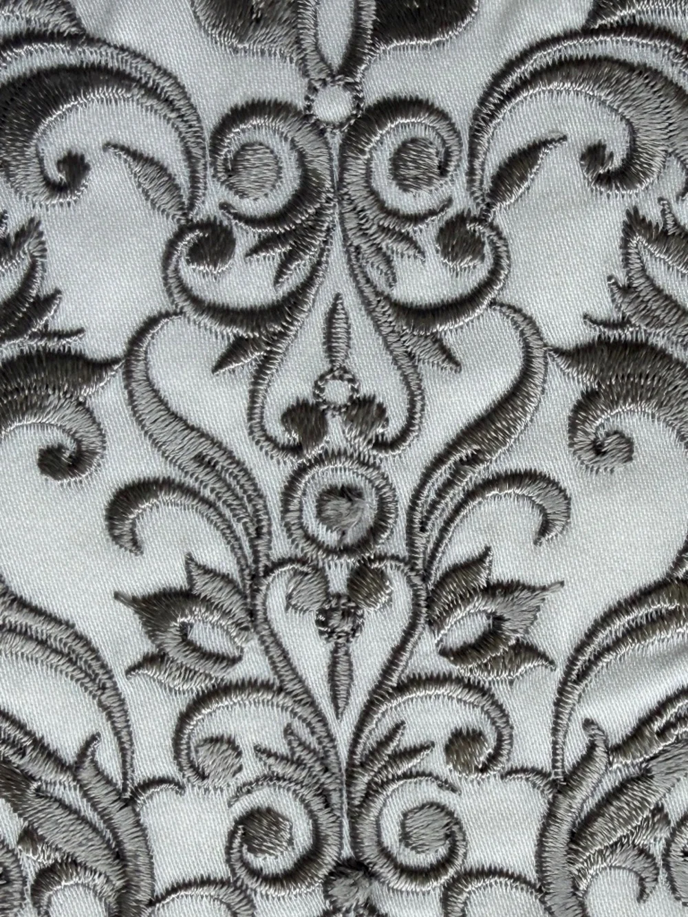 2 WHITE Wamsutta 100% Cotton SILVER/GRAY Embroidered Border EURO Pillow Shams